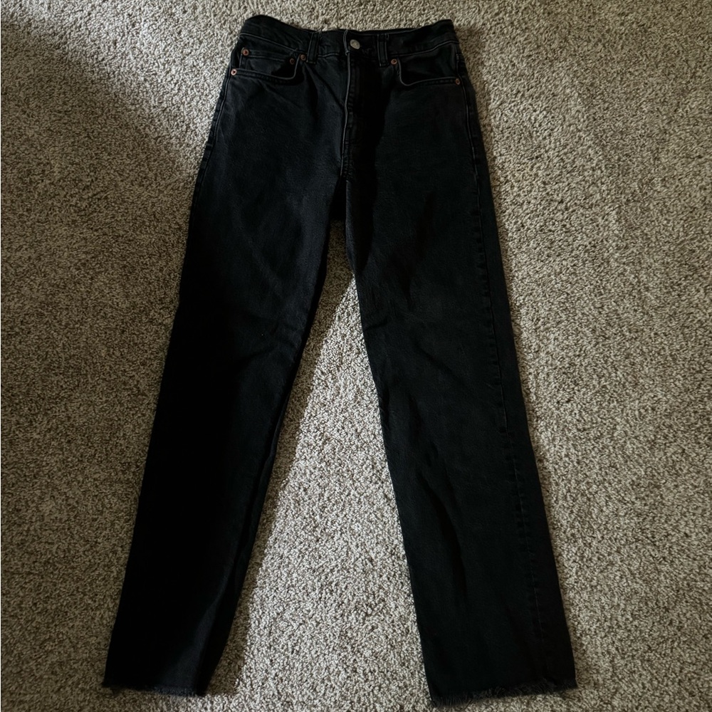 black straight leg jeans